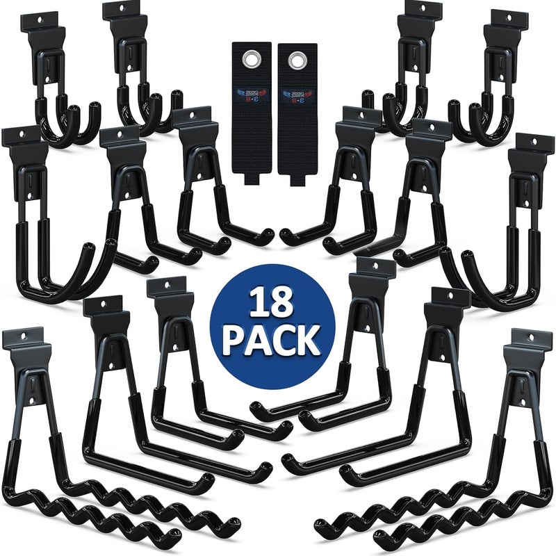 3H Slatwall Accessories 18 Pack,Slatwall Hooks & Hangers Multi Sizes,Slat Wall Heavy Duty for Space Saving Used as Proslat Accessories with Slatwall Panel(Black) - Image 1